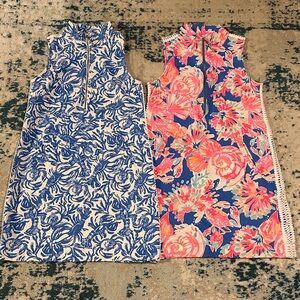 Lilly Pulitzer Blue and White Patterned Dress set of 2 size small cute
